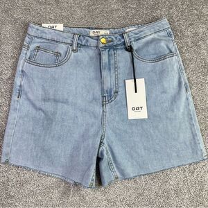 OAT New York Cloud Luxe Shorts Women’s 10/30 Blue High Rise Raw Hem Lightweight